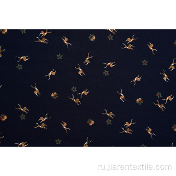 Ткань с принтом в виде двойного оленя на черном фоне